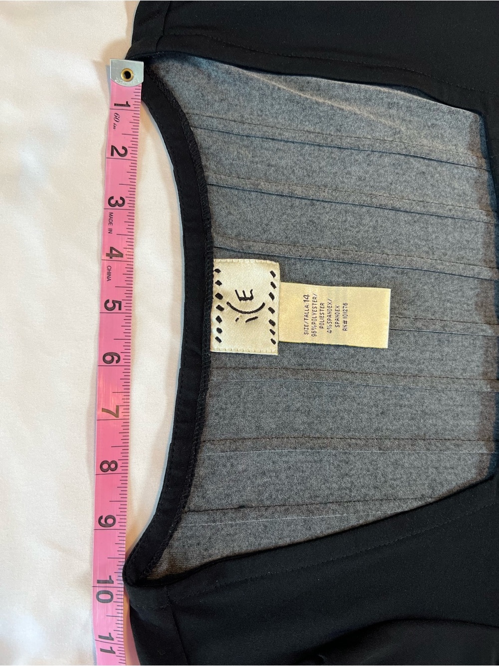 Ice Black Midi Dress with White Floral Print & Pink Border Square Neckline Sz 14 - Picture 8 of 14